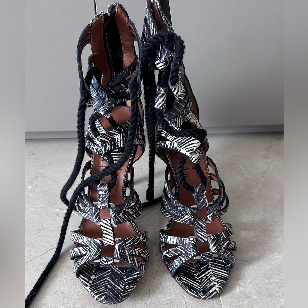 Elegant Zebra Print Strappy Heels
